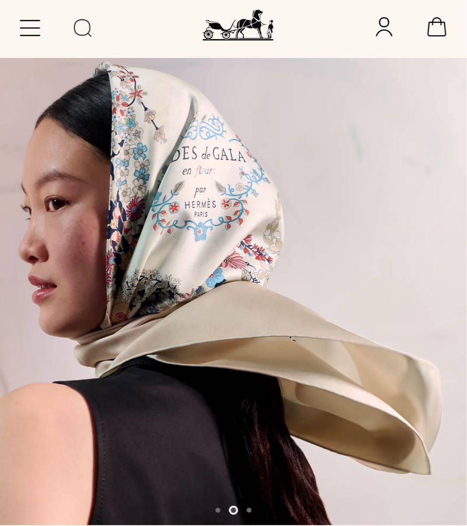 HERMESエルメス カレ90 ブリッドドゥガラアンフルール シルクスカーフ