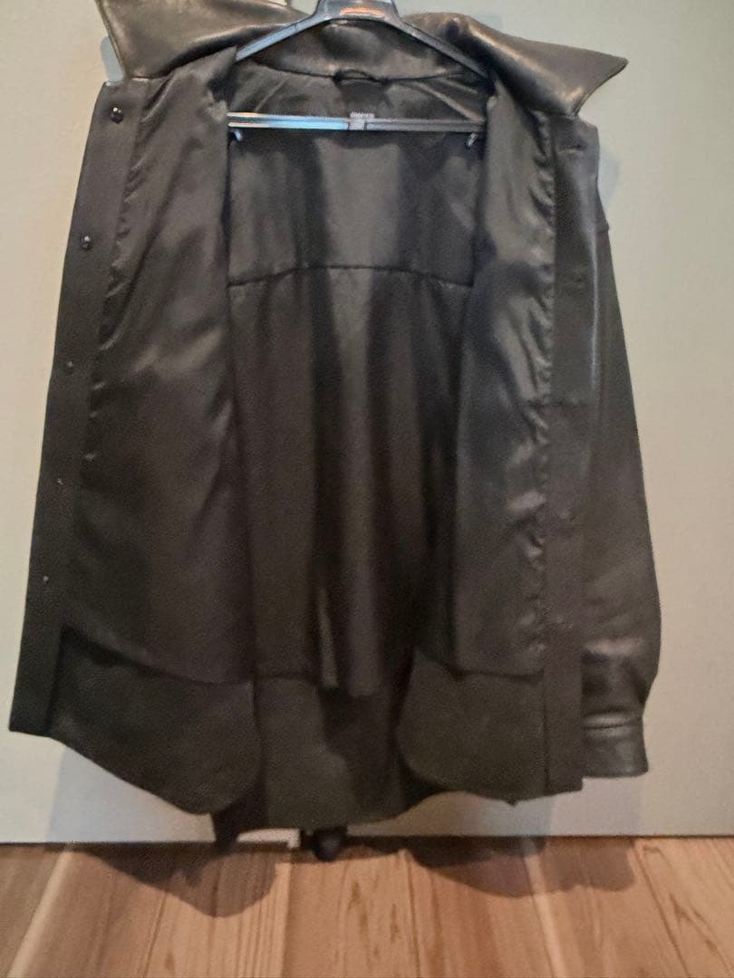 EDIFICE ネイキッドラムレザーカラーシャツ ブラック 羊革 Mサイズ