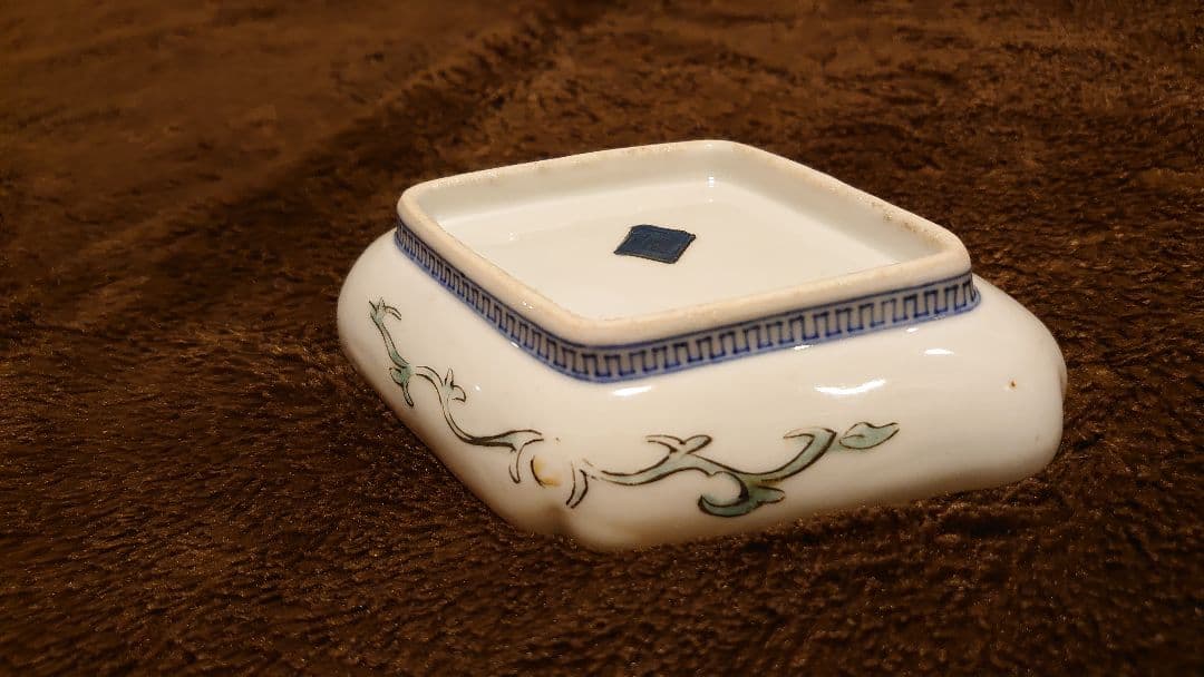 古九谷 九谷焼 菱形皿 蔵出し 唐人図 茶道具 1客