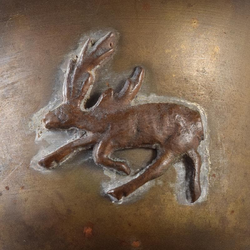 中国 古銅 鹿刻 玉石装飾 稀石嵌込 高足盃 杯 時代箱付 V R8138 - メルカリ