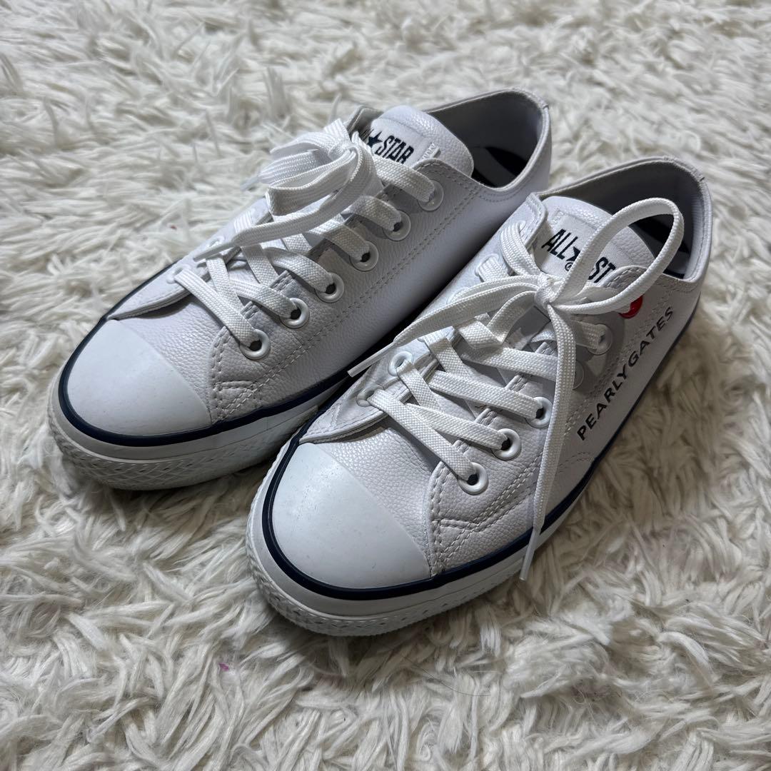 パーリーゲイツ コンバース オールスター ホワイト レザー コラボ 23.5 パーリーゲイツ コンバース オールスター ホワイト レザー コラボ 23.5