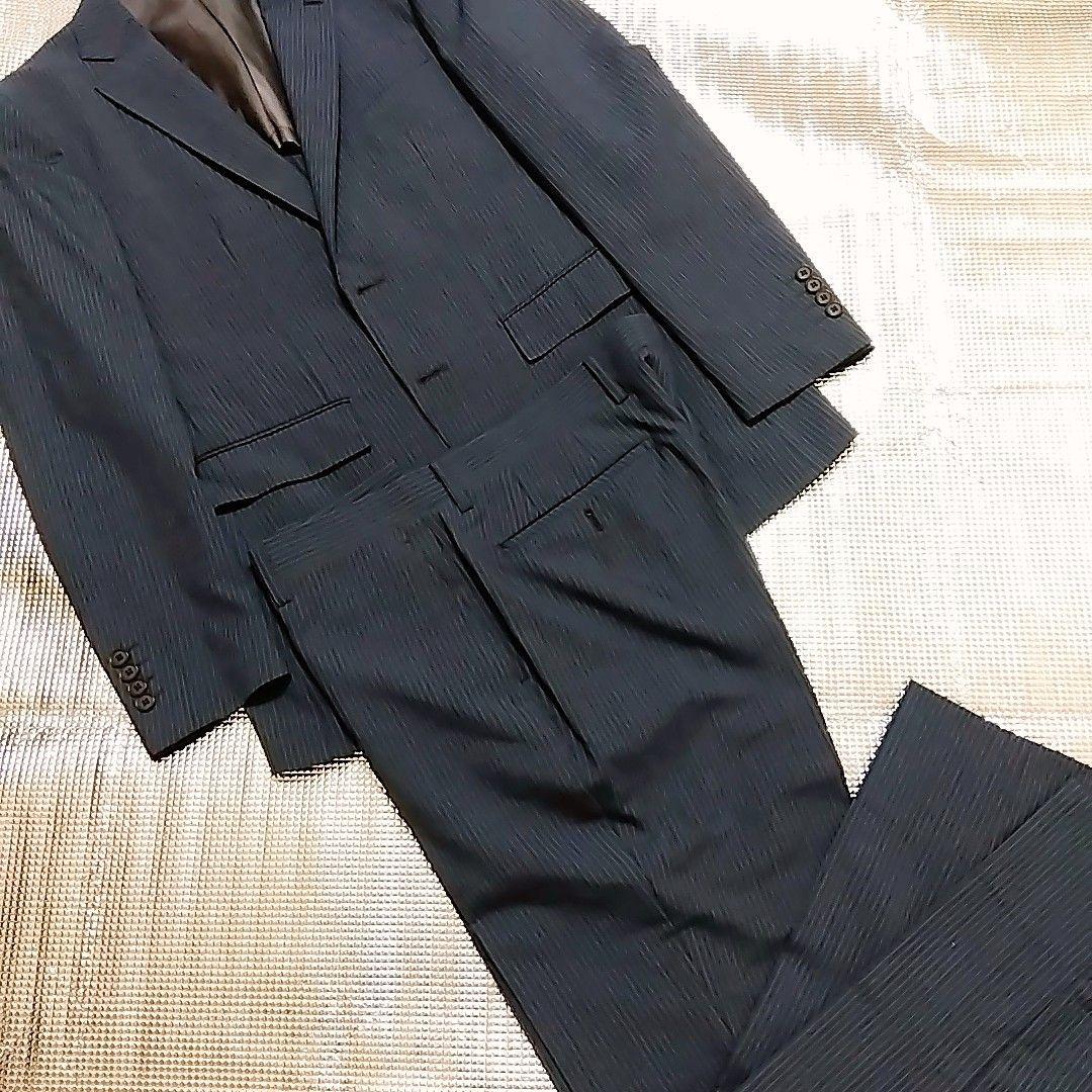 美品 ORIHICA オリヒカ ネイビー ストライプ セットアップ スーツ M