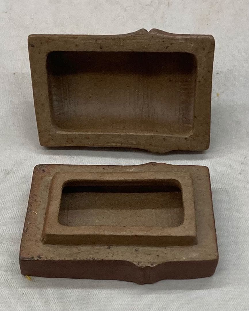 B280s 「備前 虎香合」木村陶峰造 共箱 干支 竹・虎 香道具 茶道具