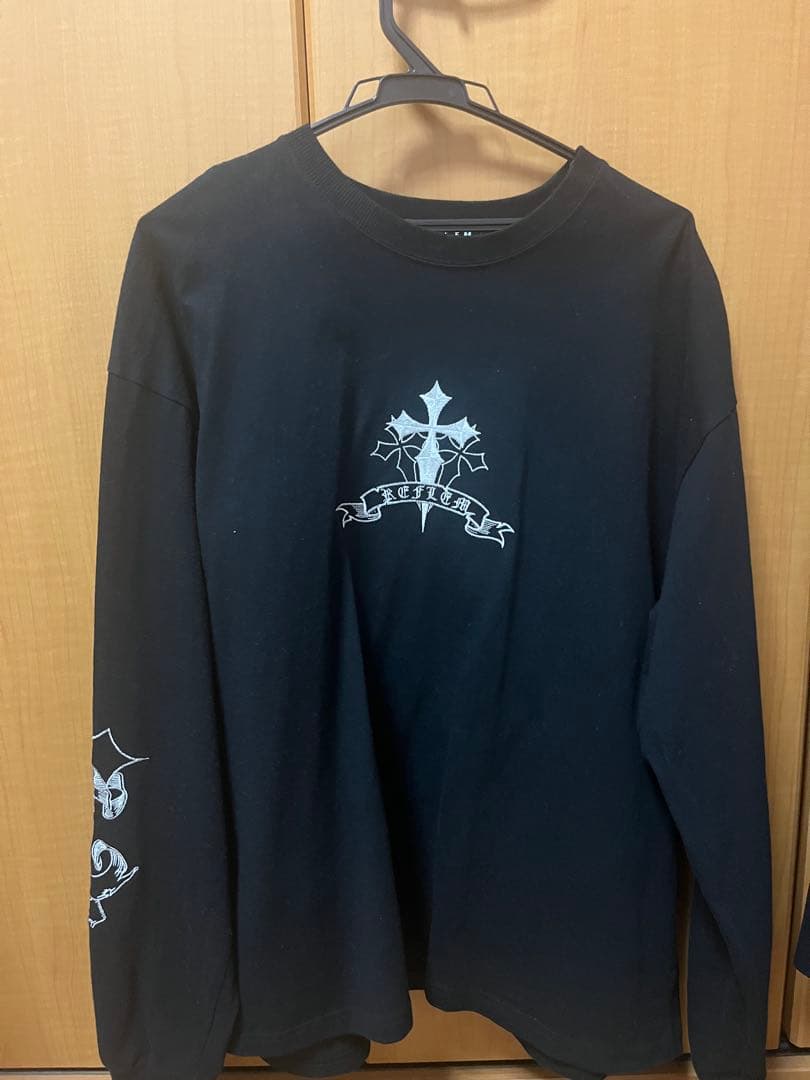 REFLEM クロス刺繍 ロンT 地雷系 サブカル ブラック REFLEM（レフレム） tシャツ 「REFLEM/レフレム」クロス刺繍L/S Tee