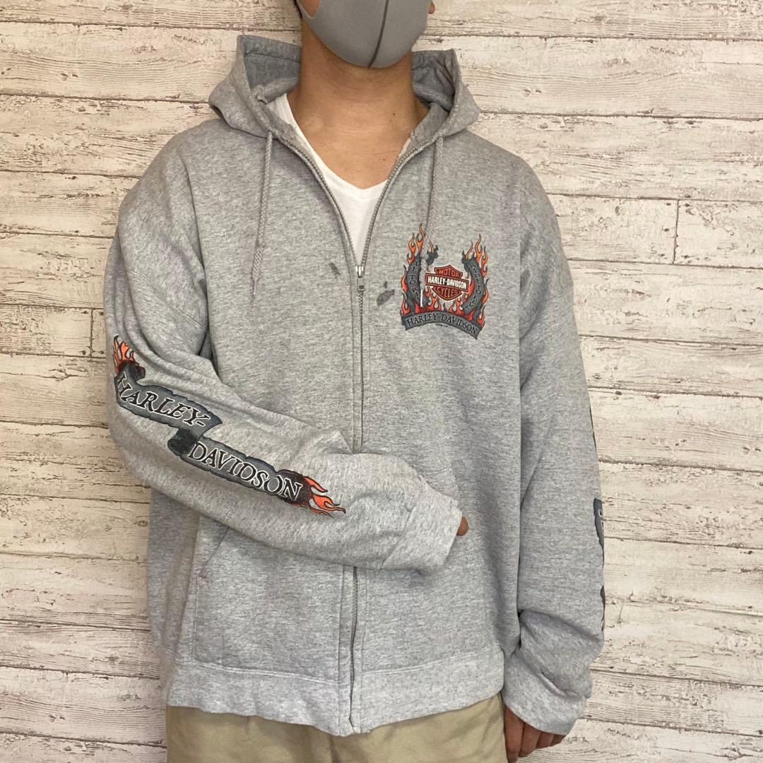 ハーレーダビッドソン ジップパーカー 4面プリント 裏起毛 XL - メルカリ