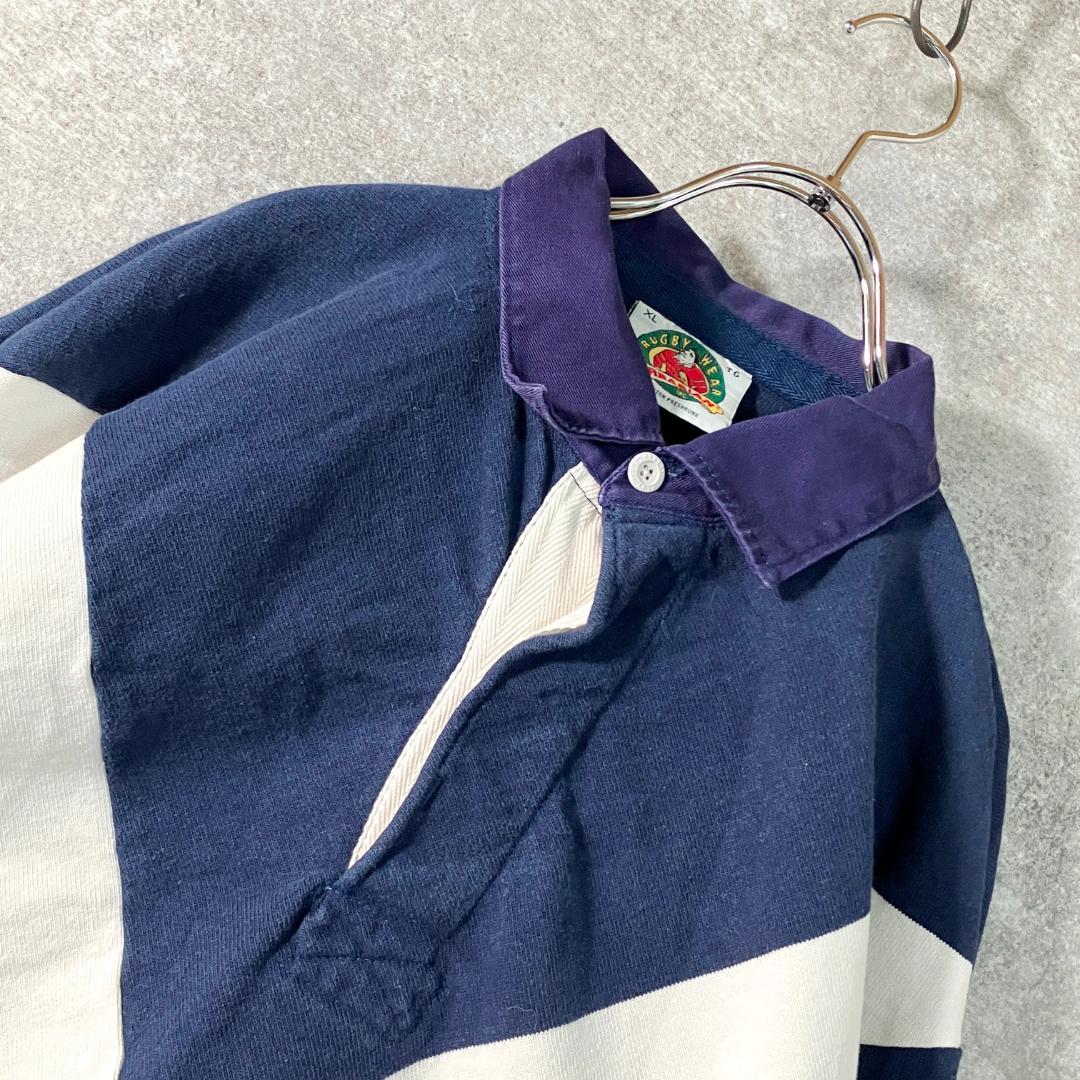 BARBARIAN スコットランド ラガーシャツ ブルー ホワイト XL - メルカリ
