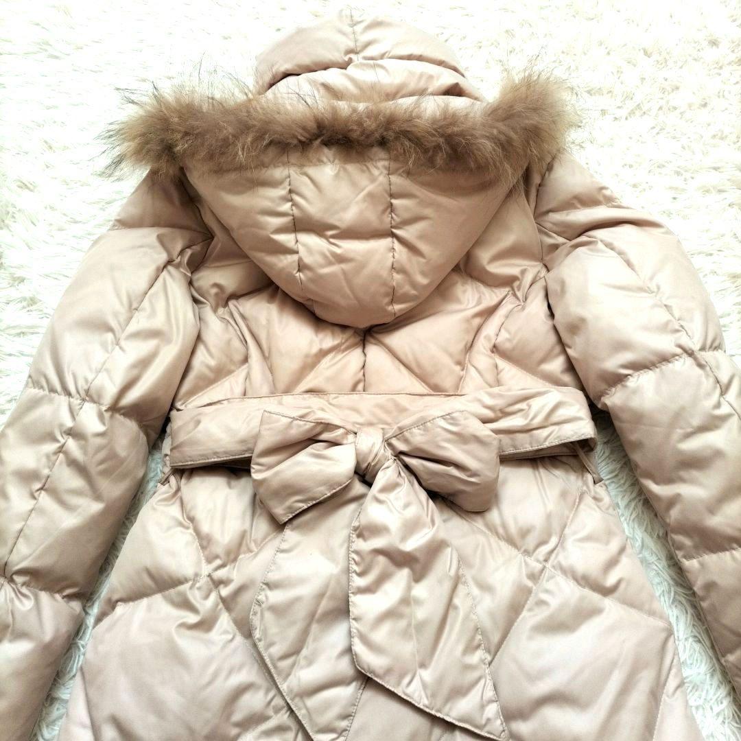 AMIAN HOUSEダウンコート 女優襟 ラクーンファー2wayベージュ13号の