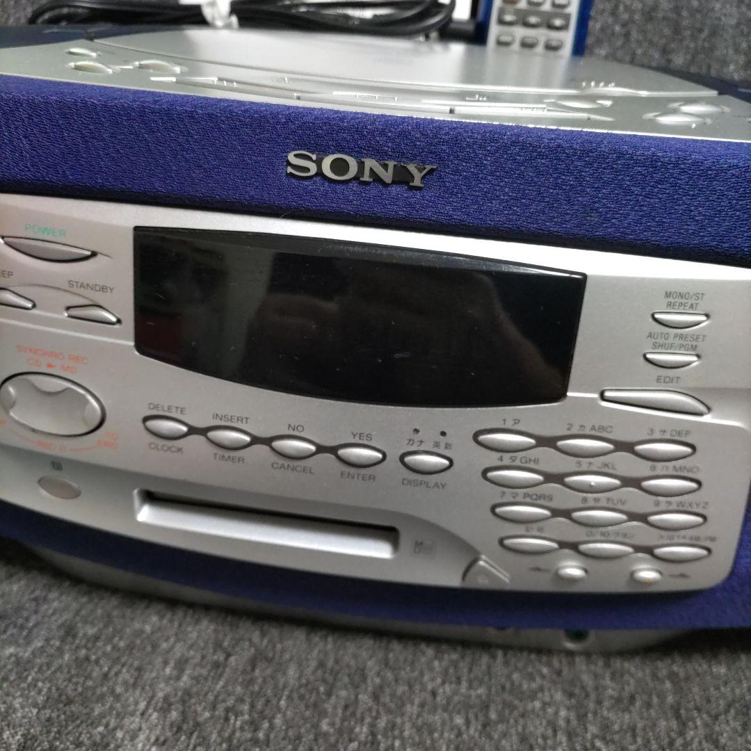 SONY MD CDコンポ ラジオ ブルー ZS-M35 リモコン付き - メルカリ