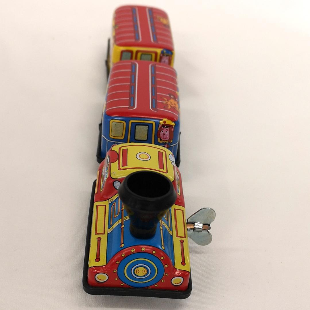 未使用＞【 レトロ】ブリキのおもちゃ ゼンマイで動く アニマル電車