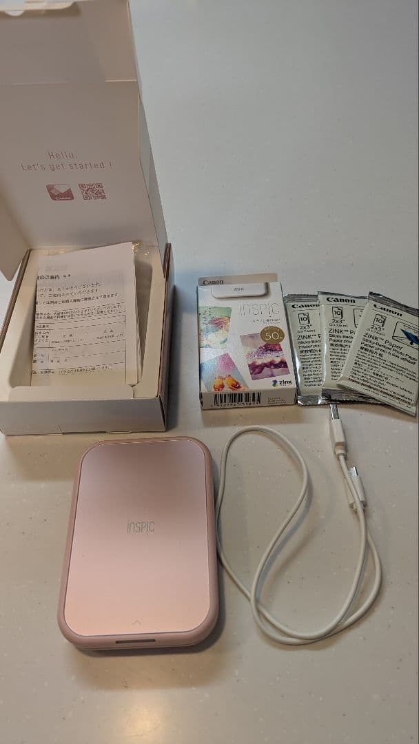 Canon inSPIC プリンター ピンク 付属品あり キヤノン（Canon） (純正専用ケースセット) ミニフォトプリンター