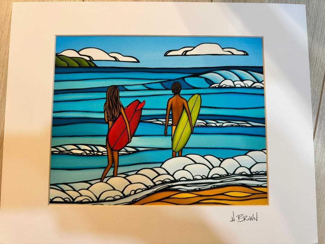 フレーム付き　ヘザーブラウン　Love&Surf