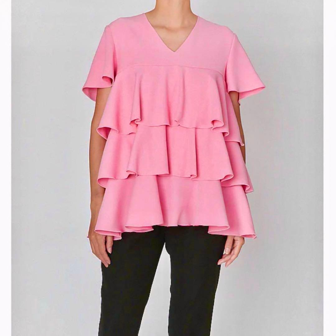 ヨーコチャン ブラウス 新品 ( yokochan トップスラッフルフリルピンク