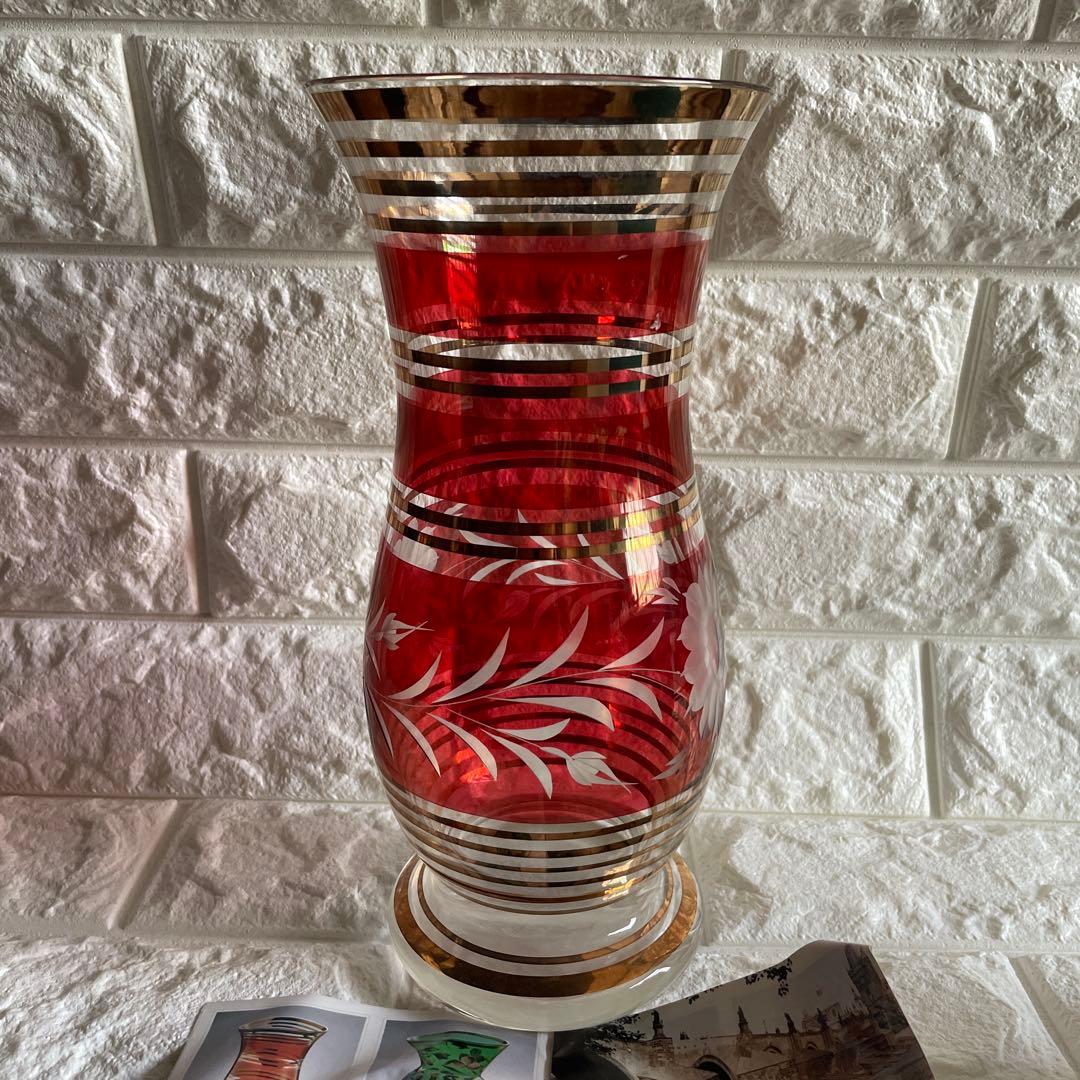 ボヘミアグラスコレクション 花瓶 チェコスロバキア - メルカリ