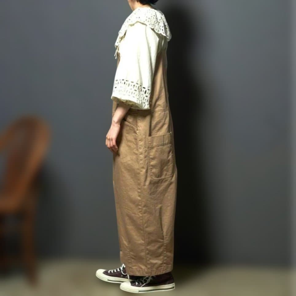 美品】tumugu ツムグ ヴィンテージフレンチドリル 2wayサロペット