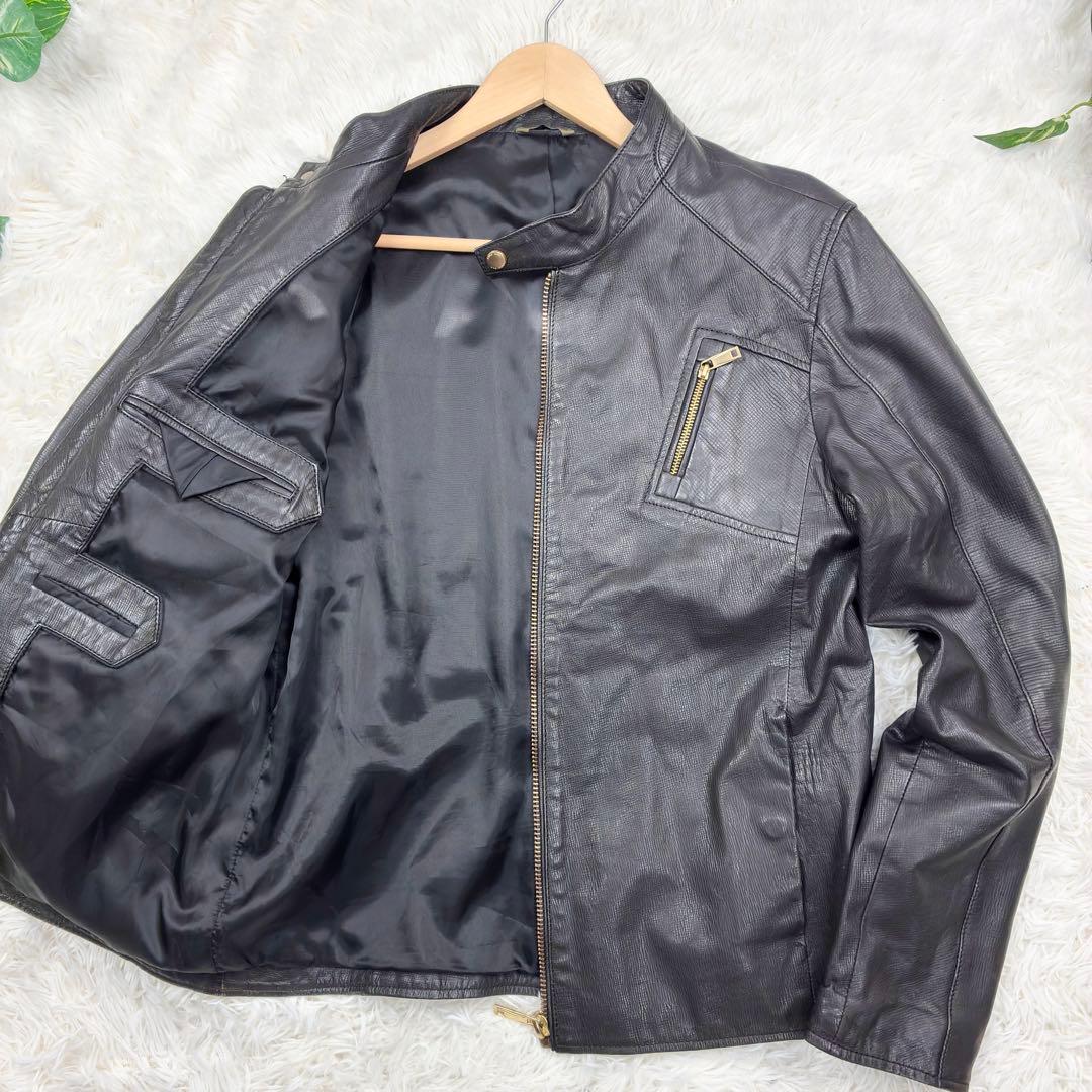 美品 ザラ ラムレザー シングルライダース サフィアーノレザー XL相当