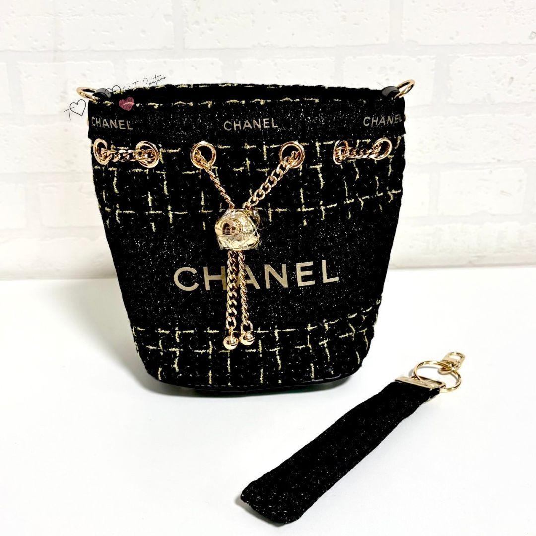 数量限定❤CHANEL❤ブラックラメ巾着ショルダーバッグゴールドチェーン