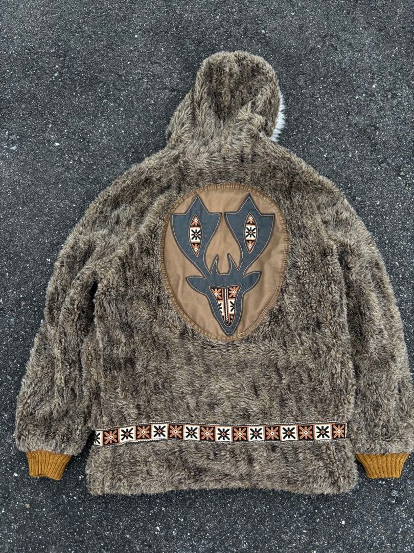 60s fake far フェイクファー　フルジップ　エスキモ セール】【 2color 】フェイクファーフーディジップアップパーカー