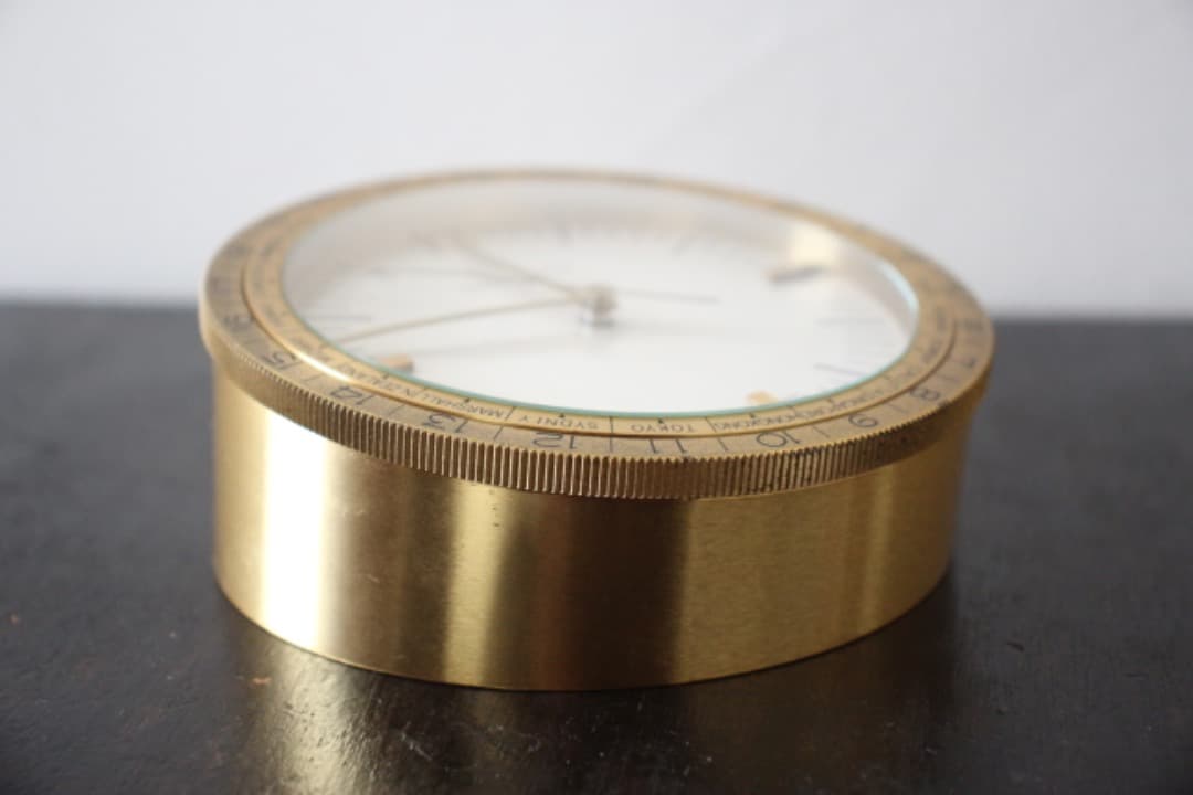 スイス製 ティファニー ワールドクロック 卓上時計 クオーツ