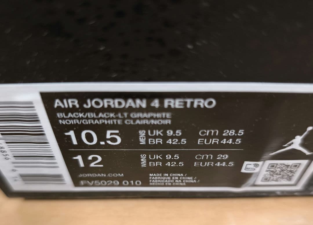靴 AIR JORDAN 4 RETRO OG BLACK CAT 28.5cm