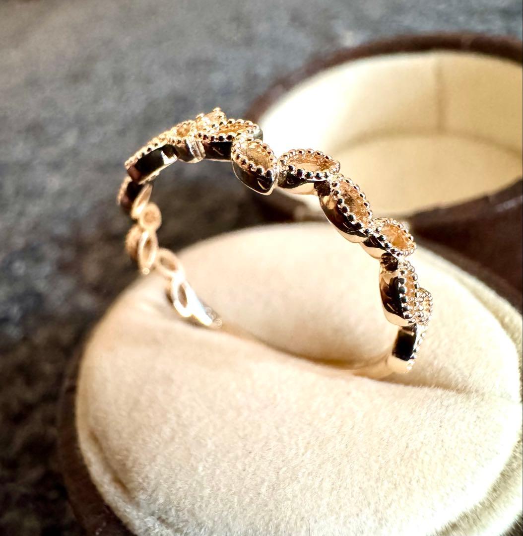 新品磨き済◇agete◇K10YG*13号*リーフモチーフリング*葉*アガット