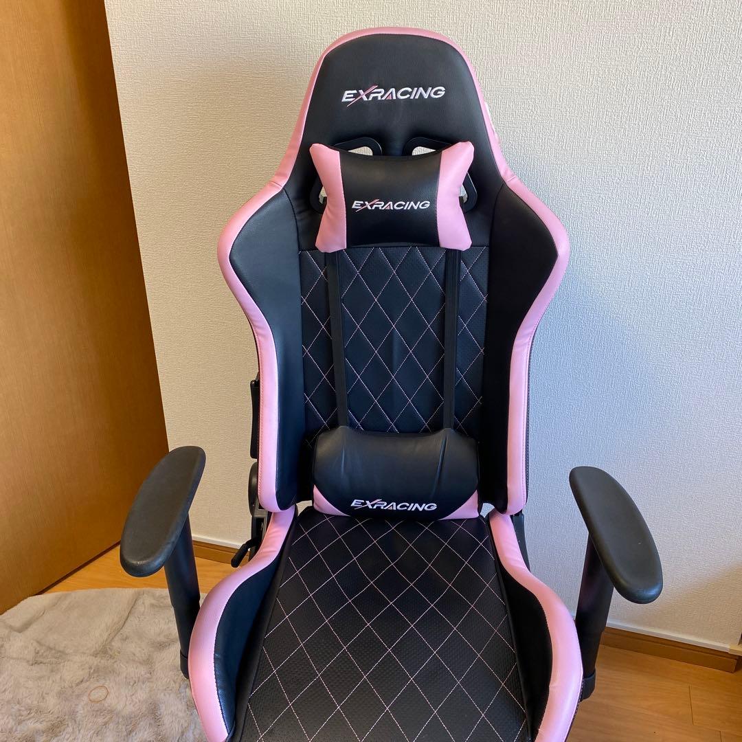 茅ヶ崎市受け渡し限定】EXRACING ゲーミングチェア ピンク 黒 - メルカリ