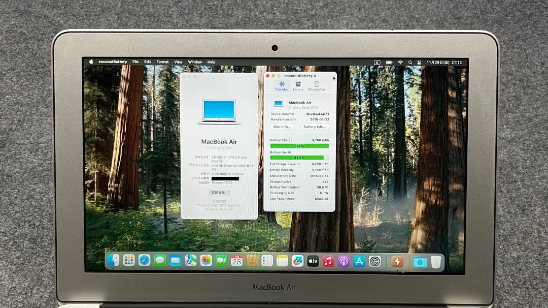 MacBook Air 2015 1.6Ghz 128Gb 11インチ USキー
