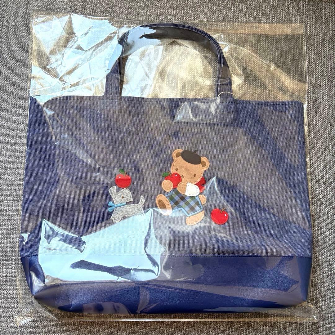 新品】familiar ブック入れ デニムバッグ トートバッグ ネイビー