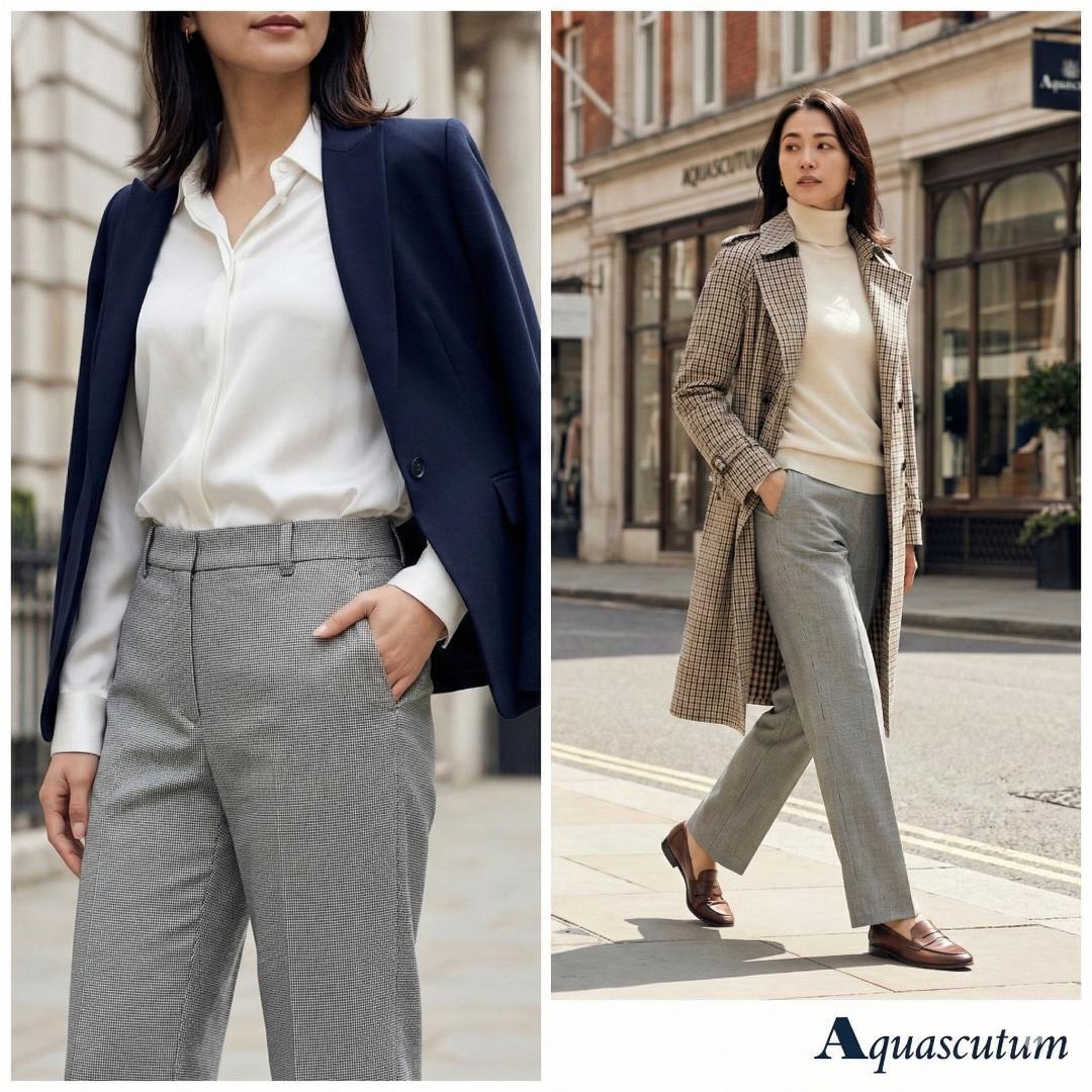 Aquascutum アクアスキュータム【3L】スラックス グレー シルク混