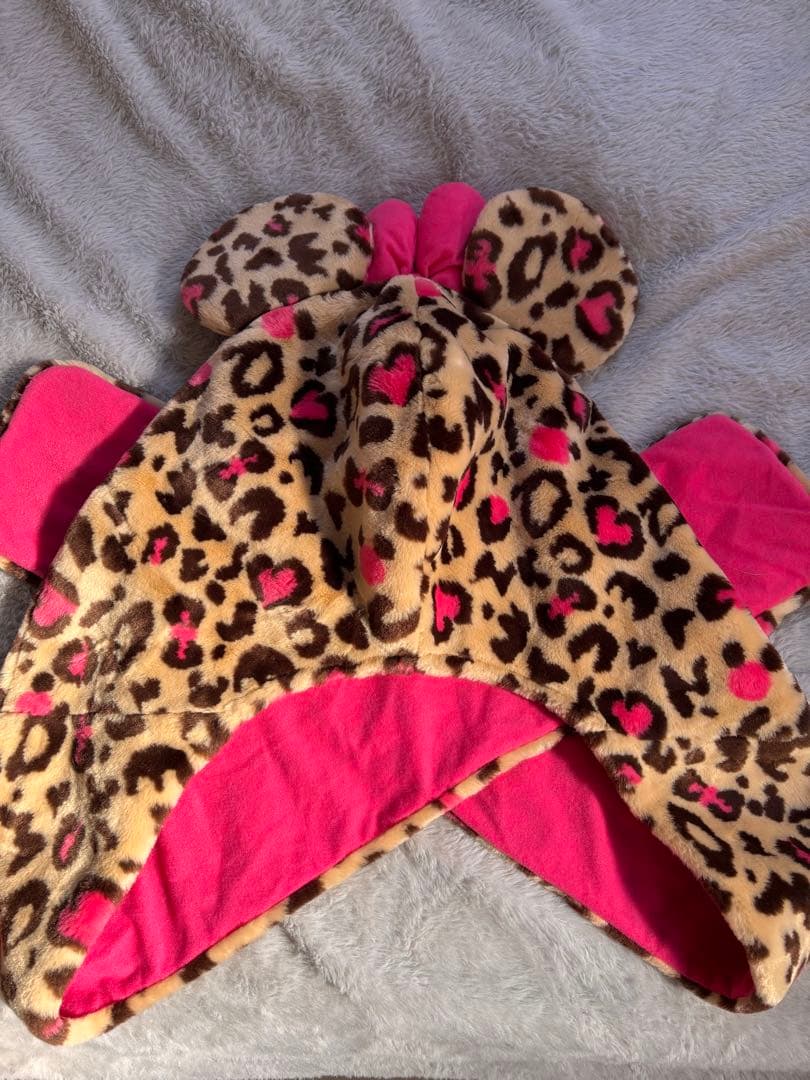 ミニー・マウス ヒョウ柄フリースキャップ