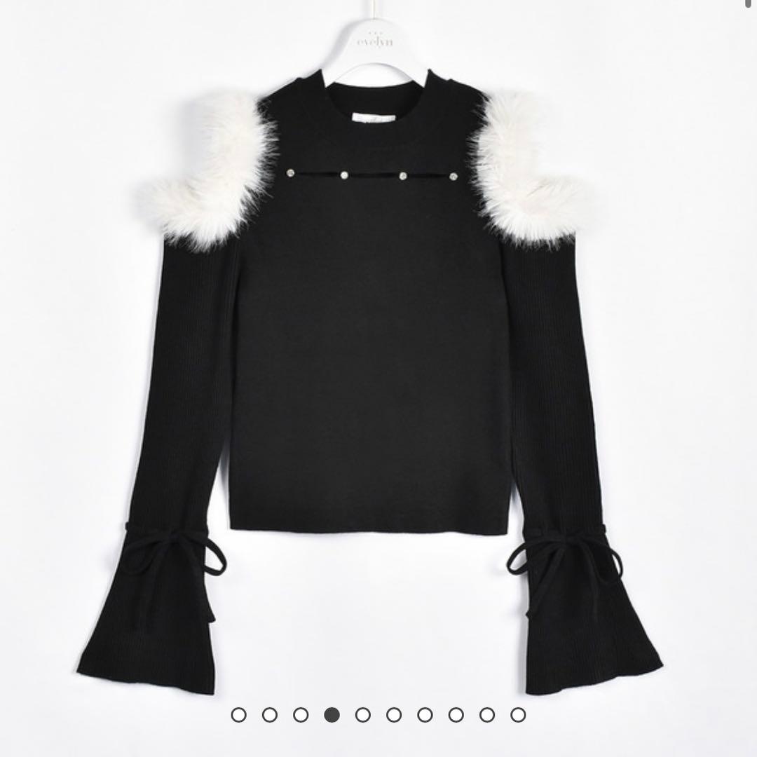 evelyn ファービジューペプラムニット ブラック - メルカリ