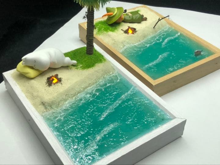 ムーミン　ジオラマ　海辺で寝るムーミン