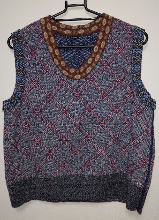 45rpmインディゴジャカード馬比古ベストsize2 45R裏毛のベスト（インディゴ）: WOMEN｜45R