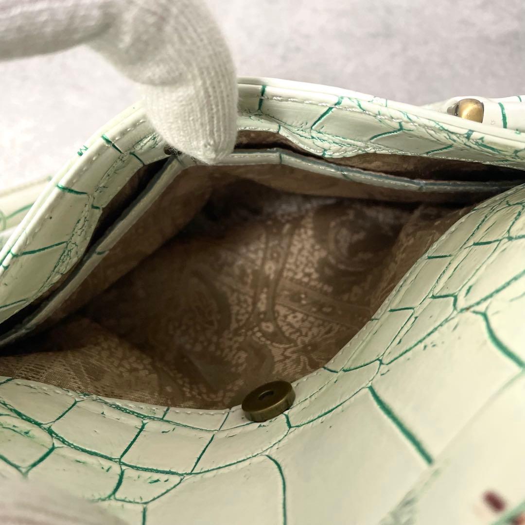 希少カラー 目地染 イビサ クロコダイル マット ミニボストン バニラ