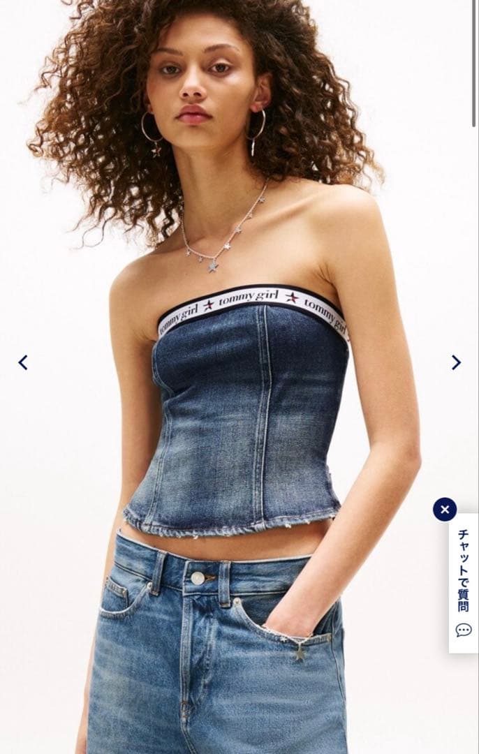 新品未使用  jeans  Girl デニムチューブトップ セール】リメイク風デニムチューブトップ（チューブトップ