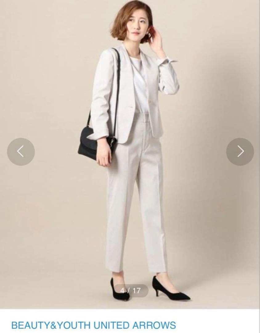 BEAUTY&YOUTH ノーカラーパンツスーツ GeeRA（ジーラ） セットアップ ノーカラージャケットパンツスーツ4点