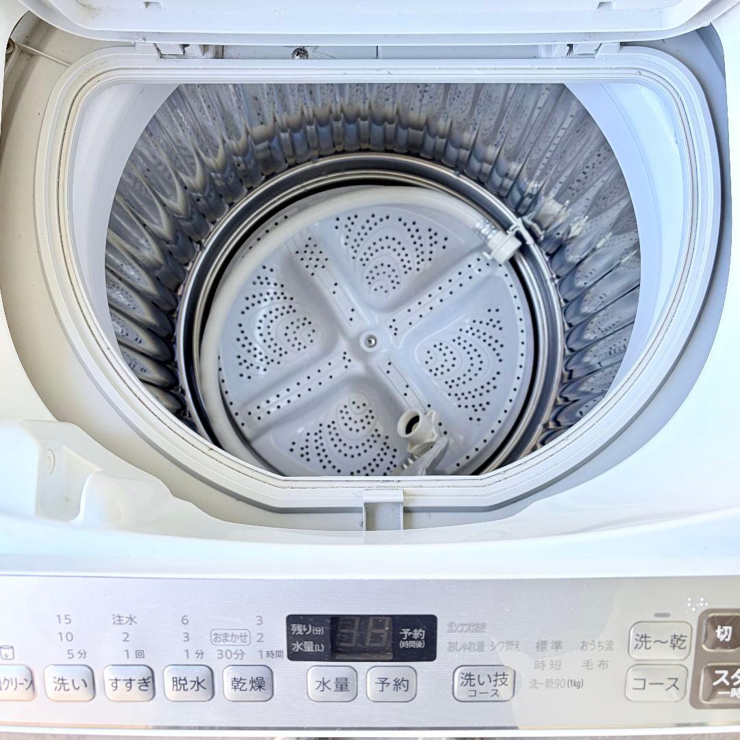 配送設置無料！ホワイト純正SHARP清潔穴なし槽シンプル操作洗濯乾燥機
