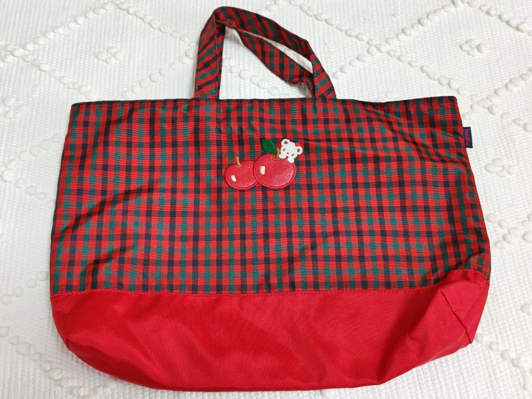 familiar ファミリア レッスンバッグ チェック(赤) りんご - メルカリ