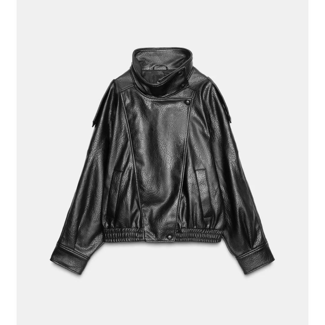 zara レザージャケット　M 新品未使用タグ付き タグ付き新品 ZARAのフェイクレザージャケット Mサイズ ブラック色