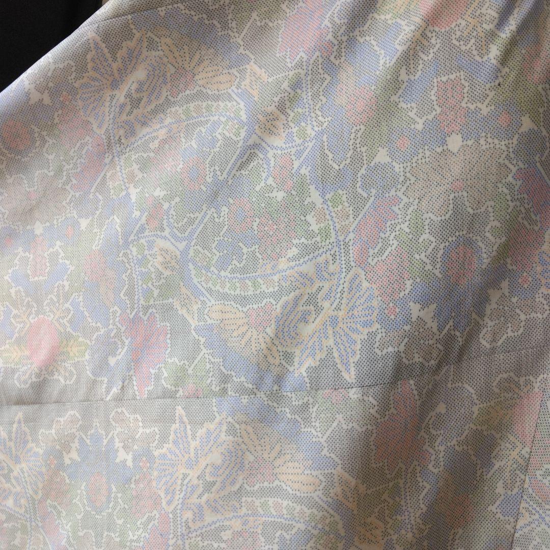 白大島紬解き生地から、バイアス仕立てロングフレアーワンピース M寸