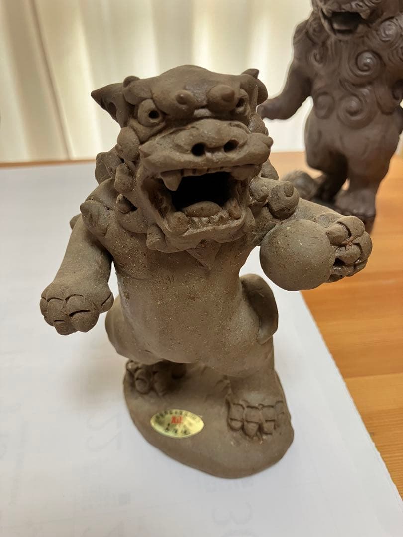 琉球 沖縄 壺屋焼 立ちシーサー二体 ヤチムン やちむん