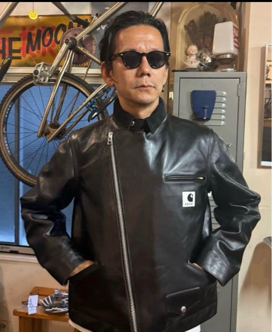 黒1 S sacai carhartt wip レザー ジャケット 新品 タグ付 - メルカリ