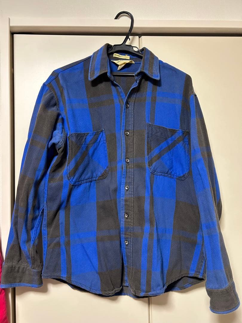st.john's bay フランネル　80s ヴィンテージ　鬼フェード　usa 1980s「St,John's Bay」Quilting Flannel Shirts SIZE XL 着丈 85cm