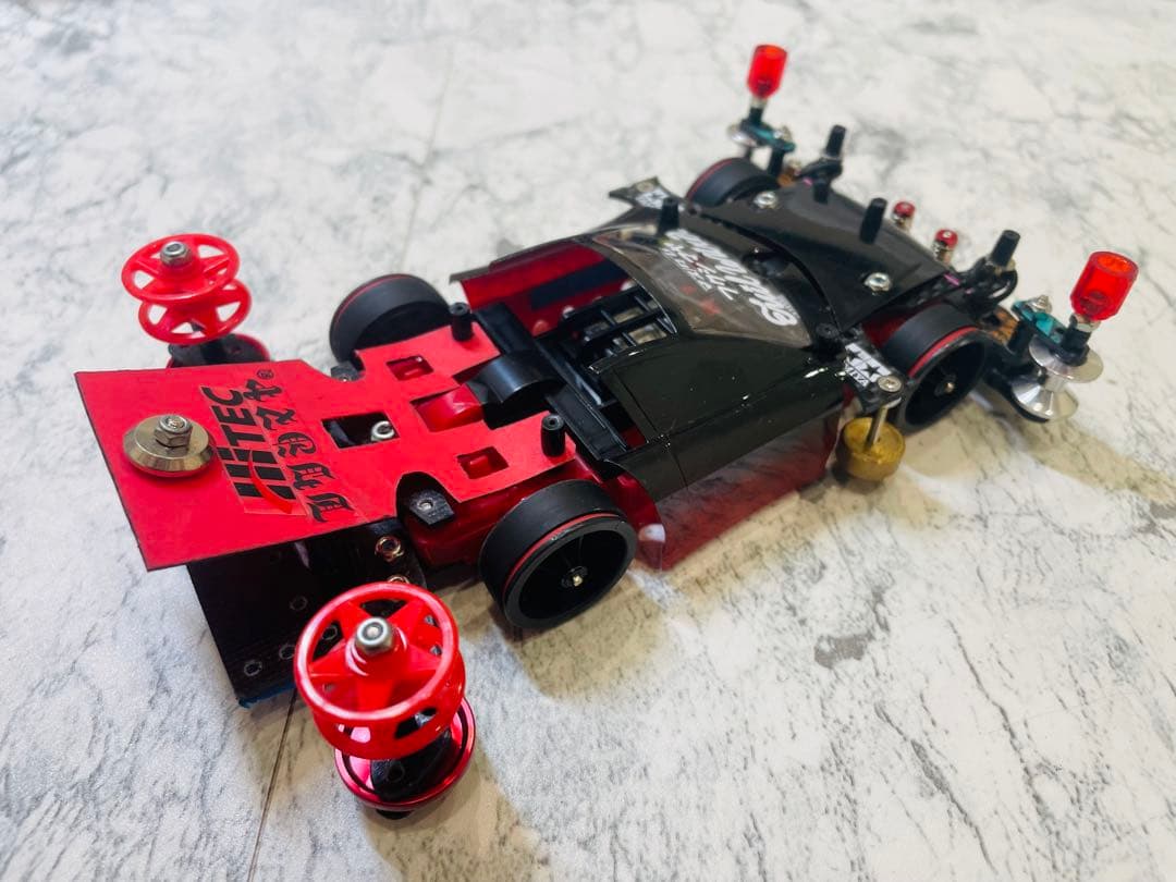 ミニ四駆　MSスギヤマ式フレキ　V字カット鳥居残し　２軸ATスラダン１軸アンカー