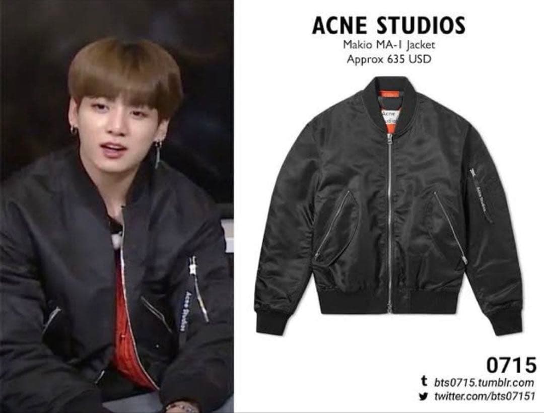 BTSジョングク着用 Acne studios ボンバージャケット MA1 - メルカリ