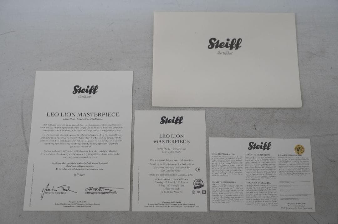 【M02-10】 Steiff シュタイフ レオ ライオン マスターピース