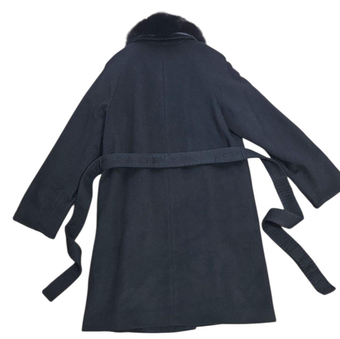 Impresi ロングコート カシミヤ100 黒 フォックス L ジャケット