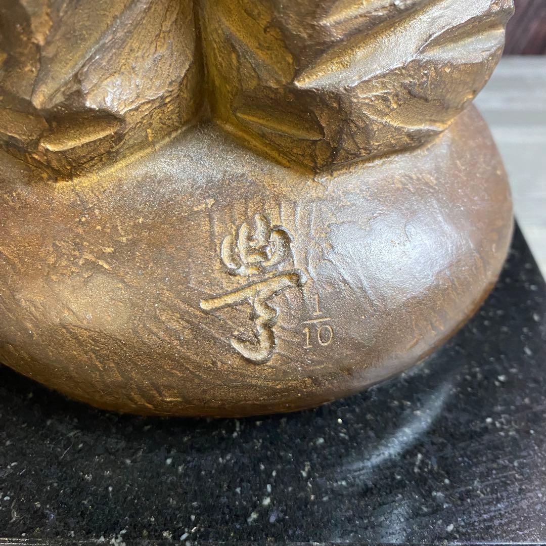 加藤豊 ブロンズ像 8.8kg 大きなパジャマ 少女 置物 美術品 アンティーク