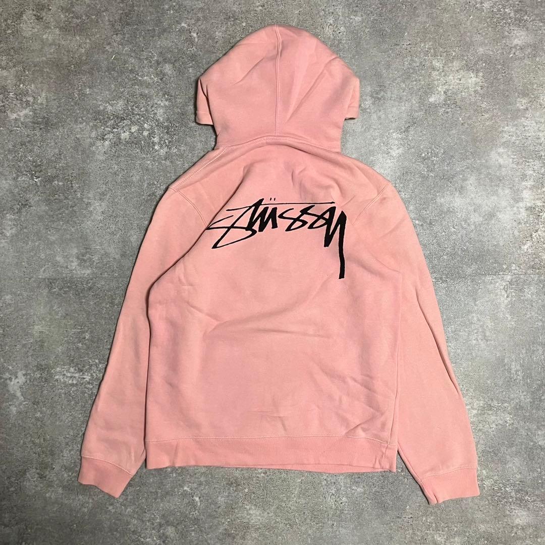 激レア】stussy ステューシー パーカー ロゴ ピンク L - メルカリ