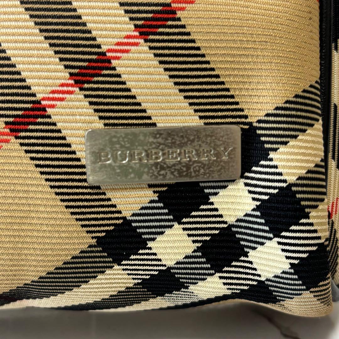 良品✨ バーバリー レザーパイピングノバチェック ラウンドジップ