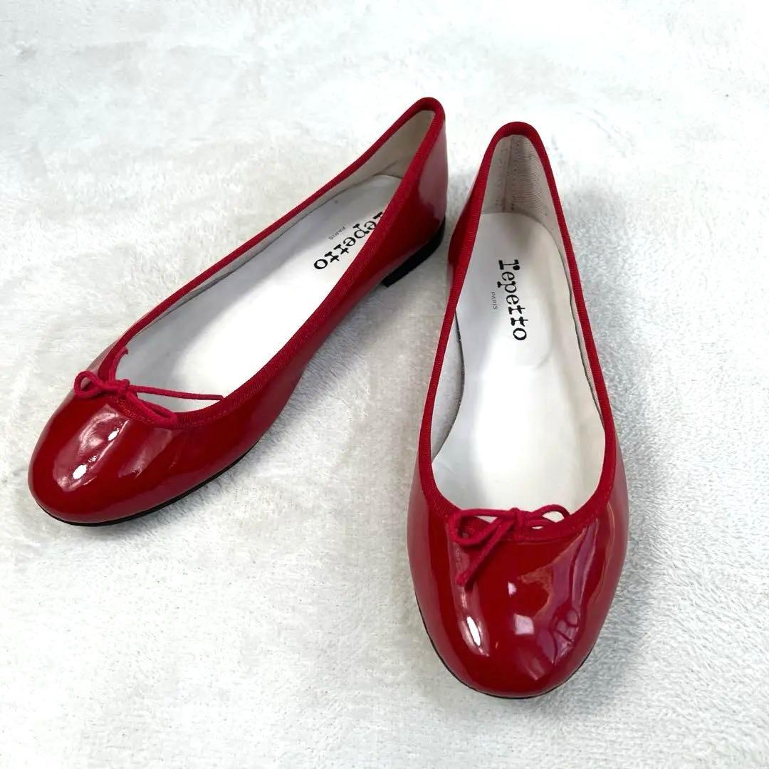 【美品】Repetto レペット バレエシューズ 赤 エナメル 39 repetto（レペット） 【並行輸入品】 レディースシューズ バレエ